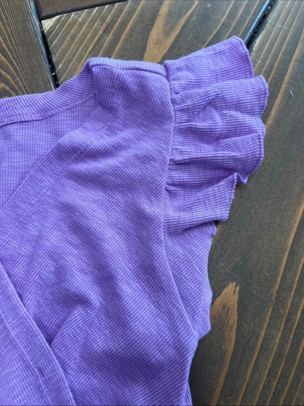GAP Lilac Ruffle Sleeve Smocked Waist Top